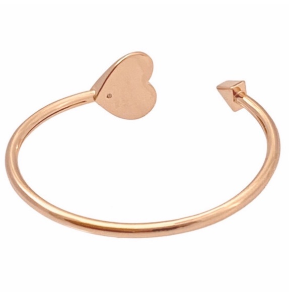 KATE SPADE • Rose Gold Heritage Heart Gold Glitter Flex Cuff Bracelet - Picture 5 of 7